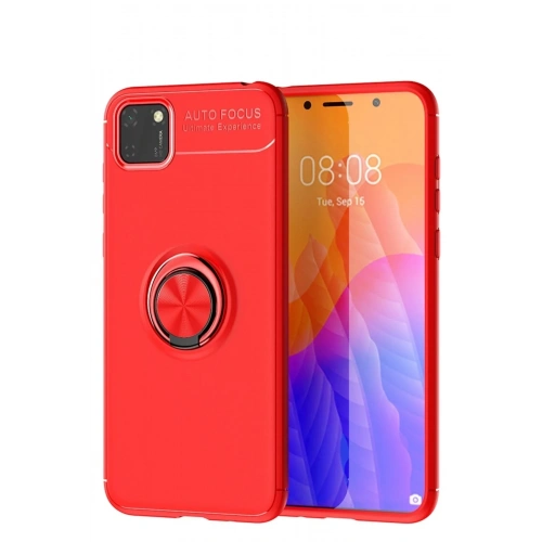 Mey İthalat®  Huawei Y5P Kılıf Range Yüzüklü Silikon - Kırmızı