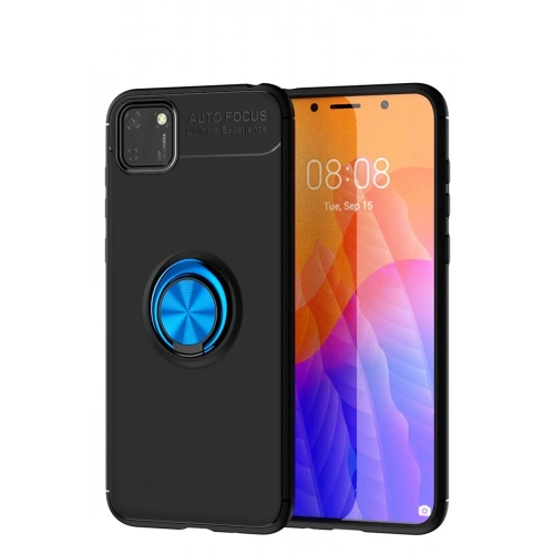 Mey İthalat®  Huawei Y5P Kılıf Range Yüzüklü Silikon - Siyah-Mavi
