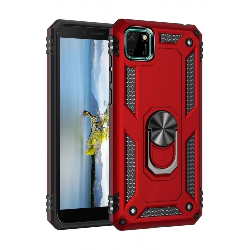 Mey İthalat®  Huawei Y5P Kılıf Sofya Yüzüklü Silikon Kapak - Kırmızı