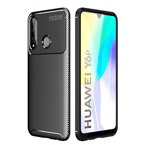 Mey İthalat®  Huawei Y6P Kılıf Auto Focus Karbon Kapak - Siyah