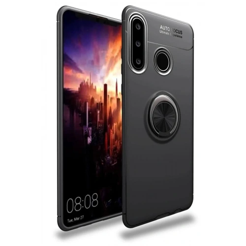Mey İthalat®  Huawei Y6P Kılıf Range Yüzüklü Silikon - Siyah