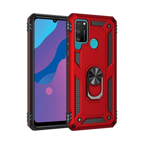 Mey İthalat®  Huawei Y6P Kılıf Sofya Yüzüklü Silikon Kapak - Kırmızı