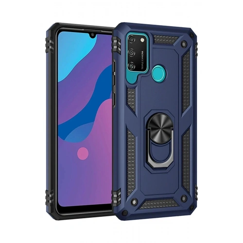 Mey İthalat®  Huawei Y6P Kılıf Sofya Yüzüklü Silikon Kapak - Lacivert