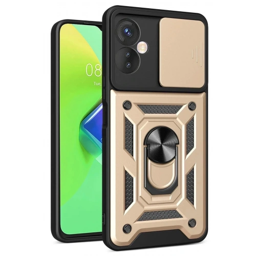 Mey İthalat®  İnfinix Hot 30 4G Kılıf Pars Lens Yüzüklü Silikon - Gold
