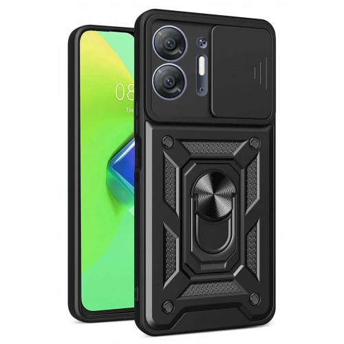 Mey İthalat®  İnfinix Hot 30 5G Kılıf Pars Lens Yüzüklü Silikon - Siyah