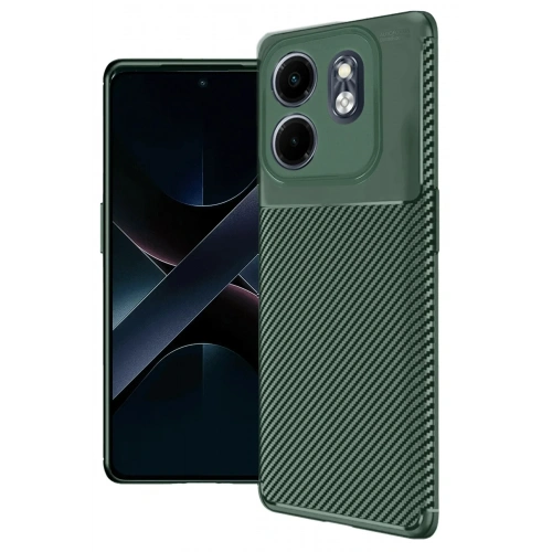 Mey İthalat®  İnfinix Smart 9 Kılıf Auto Focus Karbon Kapak - Koyu Yeşil
