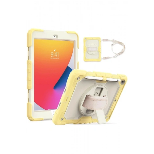 Mey İthalat®  iPad 10.2 (7.nesil) Kılıf Strap New Tablet Kapak - Sarı