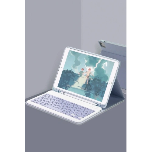 Mey İthalat®  iPad 10.2 (9.nesil) Kılıf KC01 Smart Klavyeli Tablet Kılıfı - Lacivert