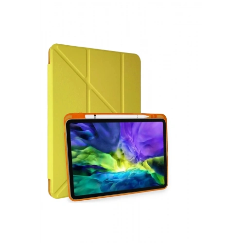 Mey İthalat®  iPad Pro 11 (2018) Kılıf Kalemlikli Mars Tablet Kılıfı - Açık Sarı