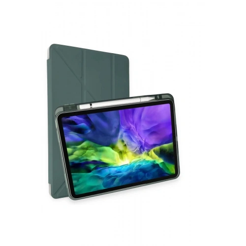 Mey İthalat®  iPad Pro 11 (2018) Kılıf Kalemlikli Mars Tablet Kılıfı - Koyu Yeşil