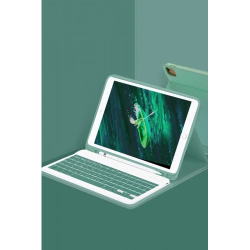 Mey İthalat®  iPad Pro 11 (2022) Kılıf KC01 Smart Klavyeli Tablet Kılıfı - Koyu Yeşil