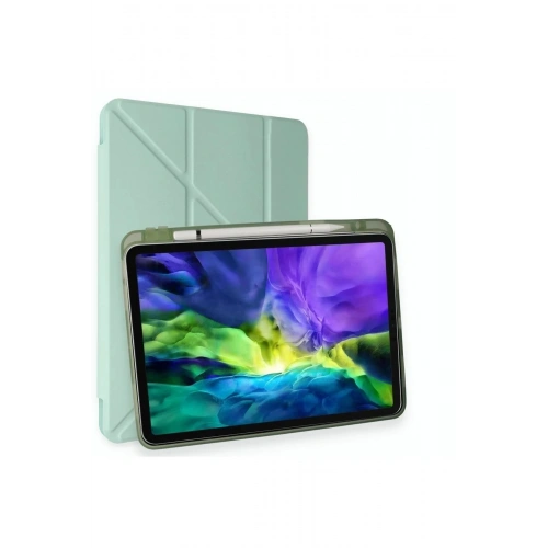 Mey İthalat®  iPad Pro 11 (2024) Kılıf Kalemlikli Mars Tablet Kılıfı - Açık Yeşil