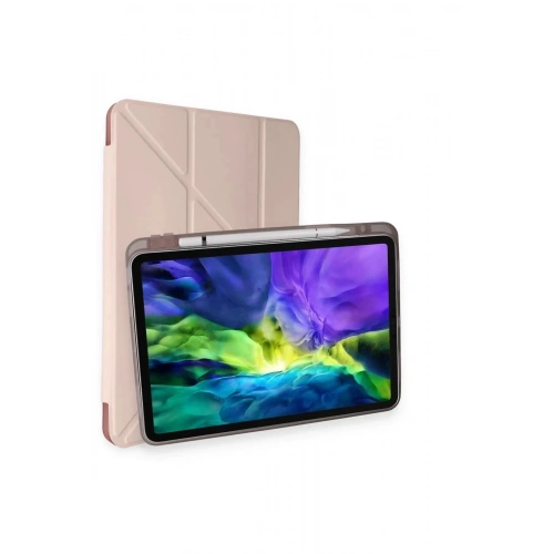Mey İthalat®  iPad Pro 11 (2024) Kılıf Kalemlikli Mars Tablet Kılıfı - Rose Gold