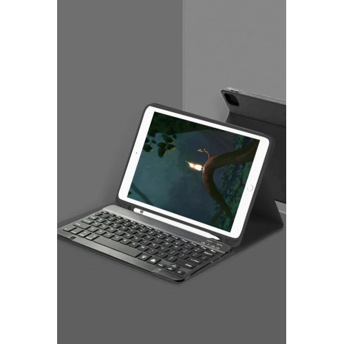 Mey İthalat®  iPad Pro 12.9 (2022) Kılıf KC01 Smart Klavyeli Tablet Kılıfı - Siyah