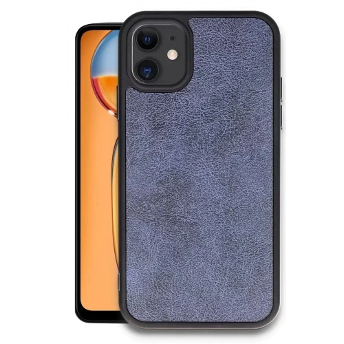 Mey İthalat®   iPhone 11 Kılıf Aras Deri Kapak - Lacivert