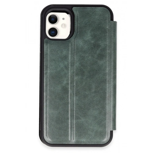 Mey İthalat®  iPhone 11 Kılıf Flip Cover - Koyu Yeşil