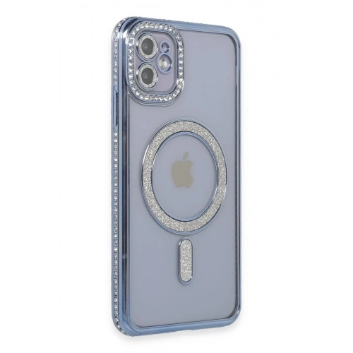 Mey İthalat®  iPhone 11 Kılıf Joke Simli Magneticsafe Kılıf - Mavi