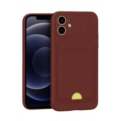 Mey İthalat®  iPhone 11 Kılıf Kelvin Kartvizitli Silikon - Bordo