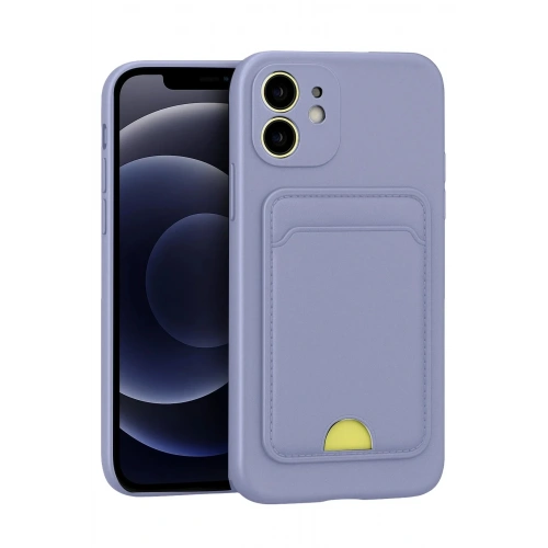 Mey İthalat®  iPhone 11 Kılıf Kelvin Kartvizitli Silikon - Lila