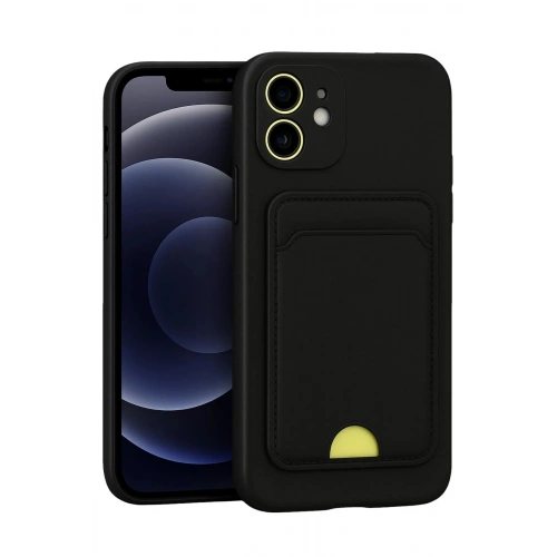 Mey İthalat®  iPhone 11 Kılıf Kelvin Kartvizitli Silikon - Siyah
