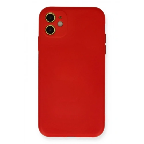 Mey İthalat®  iPhone 11 Kılıf Nano içi Kadife Silikon - Kırmızı