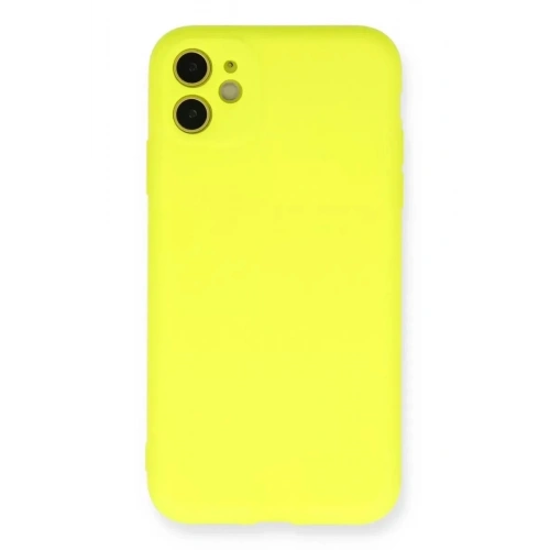 Mey İthalat®   iPhone 11 Kılıf Nano içi Kadife Silikon - Sarı