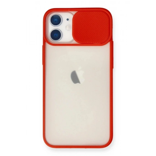Mey İthalat®  iPhone 11 Kılıf Palm Buzlu Kamera Sürgülü Silikon - Kırmızı