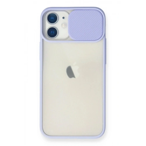 Mey İthalat®  iPhone 11 Kılıf Palm Buzlu Kamera Sürgülü Silikon - Lila