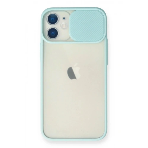 Mey İthalat®  iPhone 11 Kılıf Palm Buzlu Kamera Sürgülü Silikon - Turkuaz