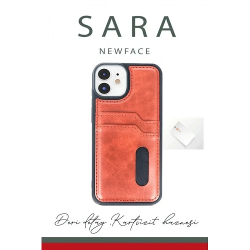 Mey İthalat®  iPhone 11 Kılıf Sara Kartvizitli Deri Kılıf - Siyah