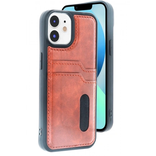 Mey İthalat®  iPhone 11 Kılıf Sara Kartvizitli Deri Kılıf - Taba