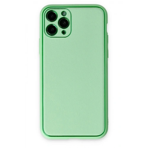 Mey İthalat®  iPhone 11 Pro Kılıf Coco Deri Silikon Kapak - Açık Yeşil