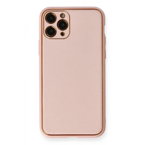 Mey İthalat®  iPhone 11 Pro Kılıf Coco Deri Silikon Kapak - Pembe