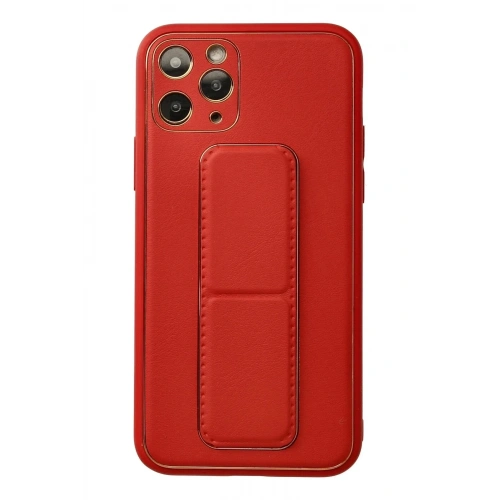 Mey İthalat®  iPhone 11 Pro Kılıf Coco Deri Standlı Kapak - Kırmızı