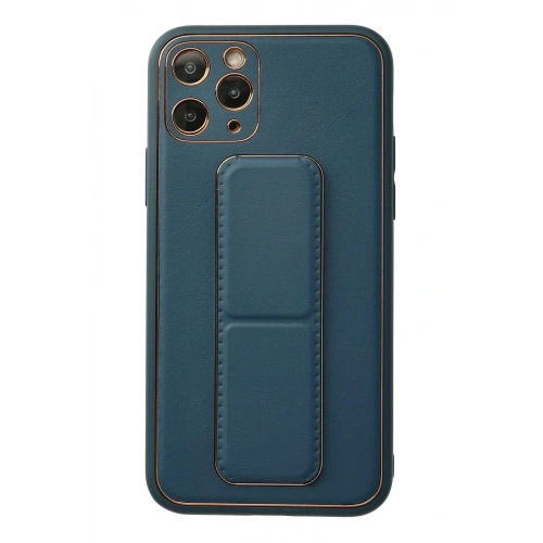 Mey İthalat®  iPhone 11 Pro Kılıf Coco Deri Standlı Kapak - Mavi