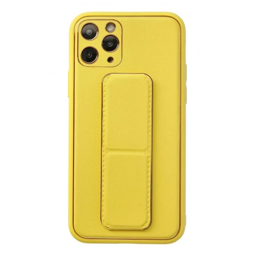 Mey İthalat®  iPhone 11 Pro Kılıf Coco Deri Standlı Kapak - Sarı