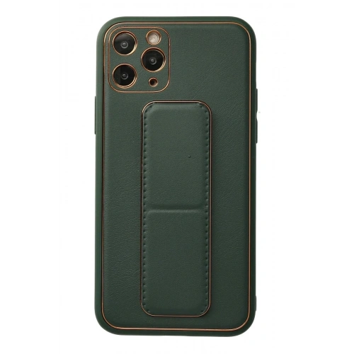 Mey İthalat®  iPhone 11 Pro Kılıf Coco Deri Standlı Kapak - Yeşil