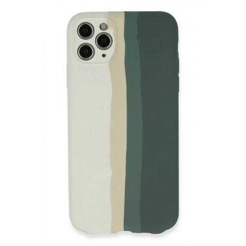 Mey İthalat®  iPhone 11 Pro Kılıf Ebruli Lansman Silikon - Beyaz-Gri