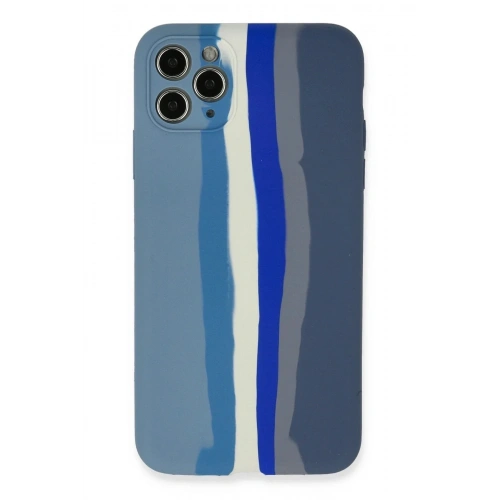 Mey İthalat®  iPhone 11 Pro Kılıf Ebruli Lansman Silikon - Mavi-Gri