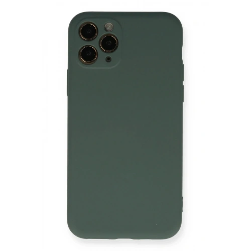 Mey İthalat®  iPhone 11 Pro Kılıf Nano içi Kadife Silikon - Koyu Yeşil