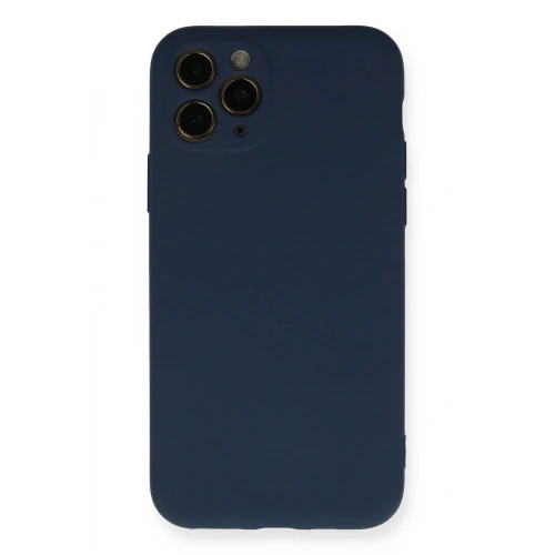 Mey İthalat®  iPhone 11 Pro Kılıf Nano içi Kadife Silikon - Lacivert