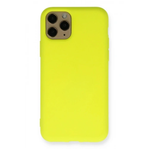 Mey İthalat®  iPhone 11 Pro Kılıf Nano içi Kadife Silikon - Sarı