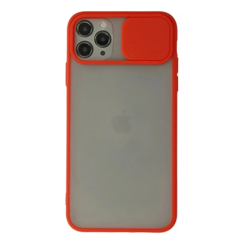 Mey İthalat®  iPhone 11 Pro Kılıf Palm Buzlu Kamera Sürgülü Silikon - Kırmızı