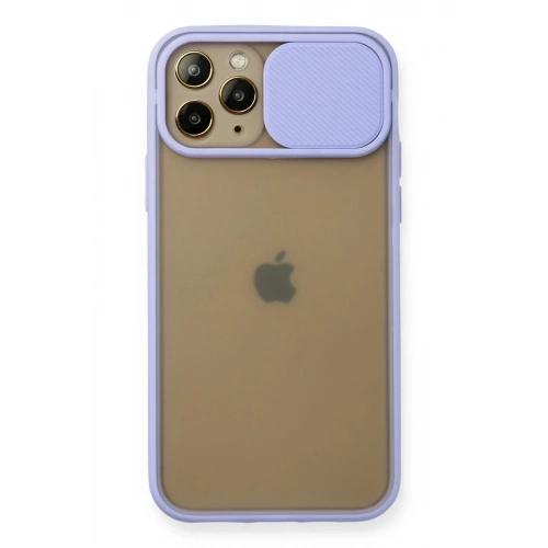 Mey İthalat®  iPhone 11 Pro Kılıf Palm Buzlu Kamera Sürgülü Silikon - Lila
