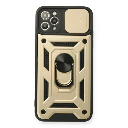 Mey İthalat®  iPhone 11 Pro Kılıf Pars Lens Yüzüklü Silikon - Gold
