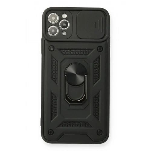 Mey İthalat®  iPhone 11 Pro Kılıf Pars Lens Yüzüklü Silikon - Siyah
