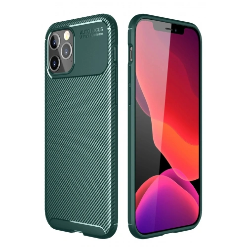 Mey İthalat®  iPhone 11 Pro Max Kılıf Auto Focus Karbon Kapak - Yeşil