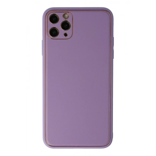 Mey İthalat®  iPhone 11 Pro Max Kılıf Coco Deri Silikon Kapak - Lila