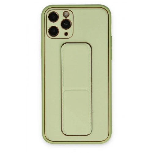 Mey İthalat®  iPhone 11 Pro Max Kılıf Coco Deri Standlı Kapak - Su Yeşili