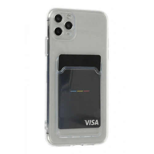 Mey İthalat®  iPhone 11 Pro Max Kılıf Kart Şeffaf Silikon - Şeffaf